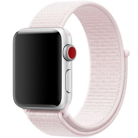 Curea iUni compatibila cu Apple Watch 1/2/3/4/5/6/7, 40mm, Nylon Sport, Woven Strap, Soft Pink