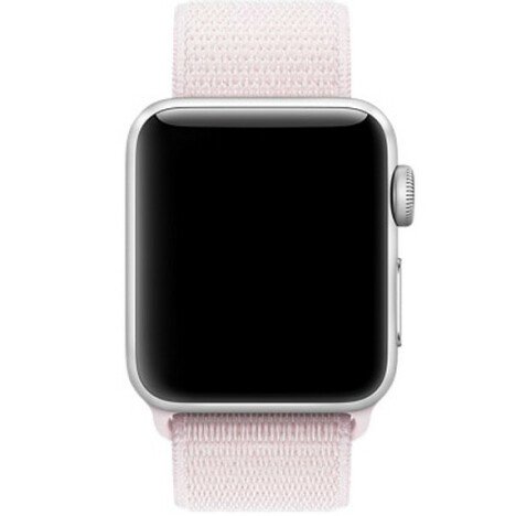 Curea iUni compatibila cu Apple Watch 1/2/3/4/5/6/7, 44mm, Nylon Sport, Woven Strap, Soft Pink